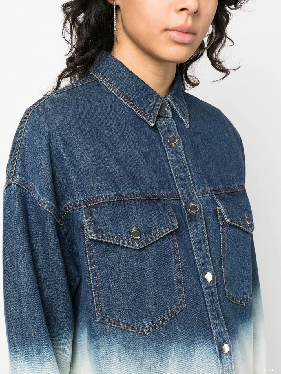 Cheap Women Moschino Love denim ombre-effect shirt 0403